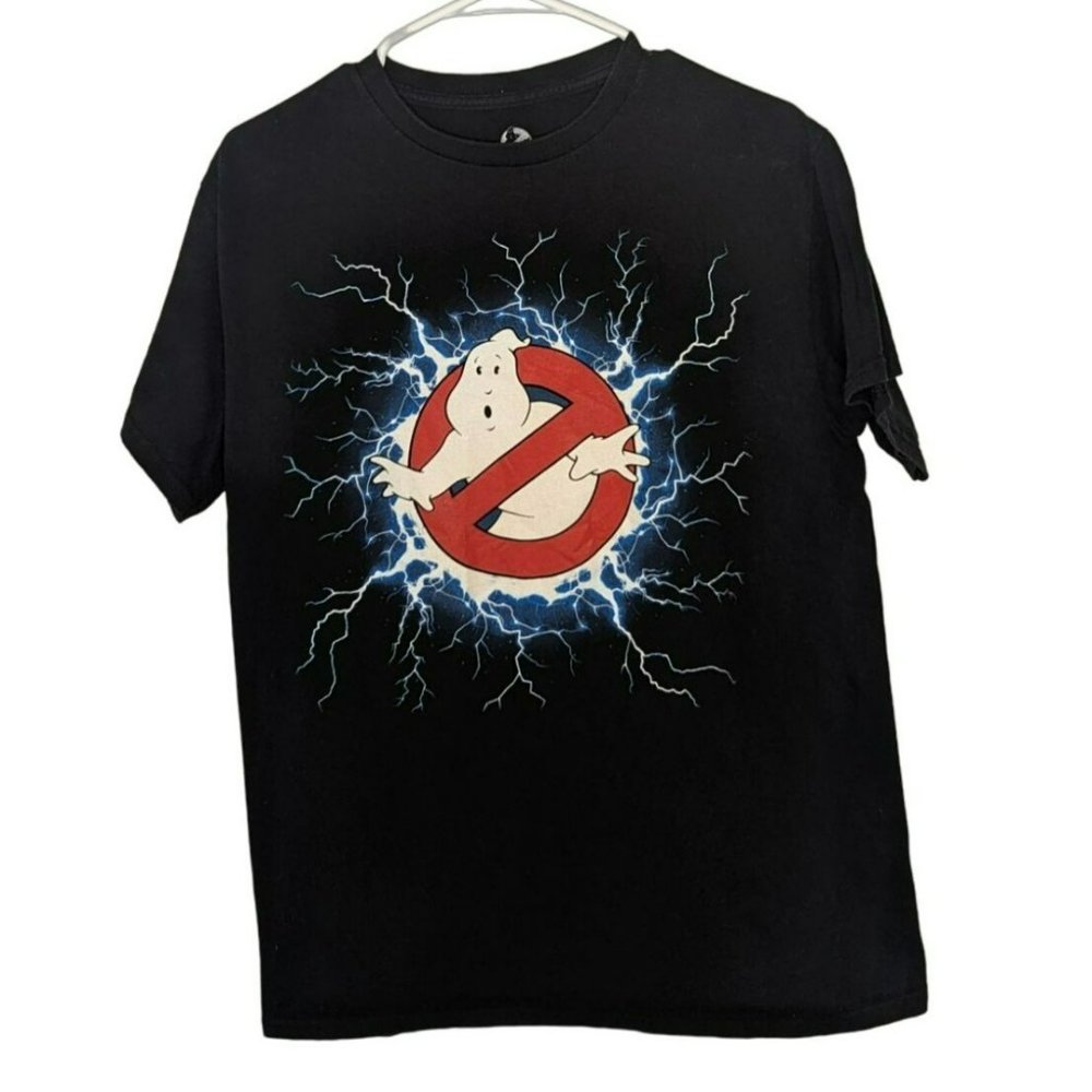 Retro Ghostbusters  Lightning Logo 2021 Movie Black Shirt Size Medium